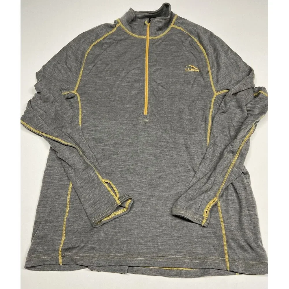 LL Bean Baselayer XXL 100% Merino Wool Cresta Midweight 250 Quarter Zip‎ Top